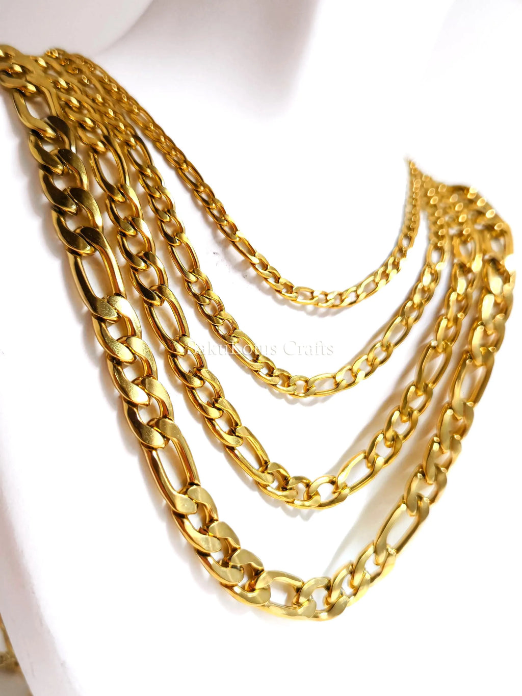 18K Gold & Silver Stainless Steel Figaro Chain Necklace • 3mm 4mm 5mm 7mm • Lobster Clasp • Unisex Jewelry