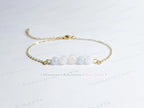 Dainty 5 Stone Natural Gemstone Bracelet • 6mm Beads • Stainless Steel Chain • Silver or 18K Gold • 7.5" + Extender