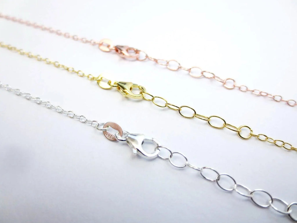 14-20" Solid 925 Sterling Silver Oval Cable Chain Necklace • 1.7x2.2mm + 1" Extender • Lobster Clasp • Silver Gold Rose