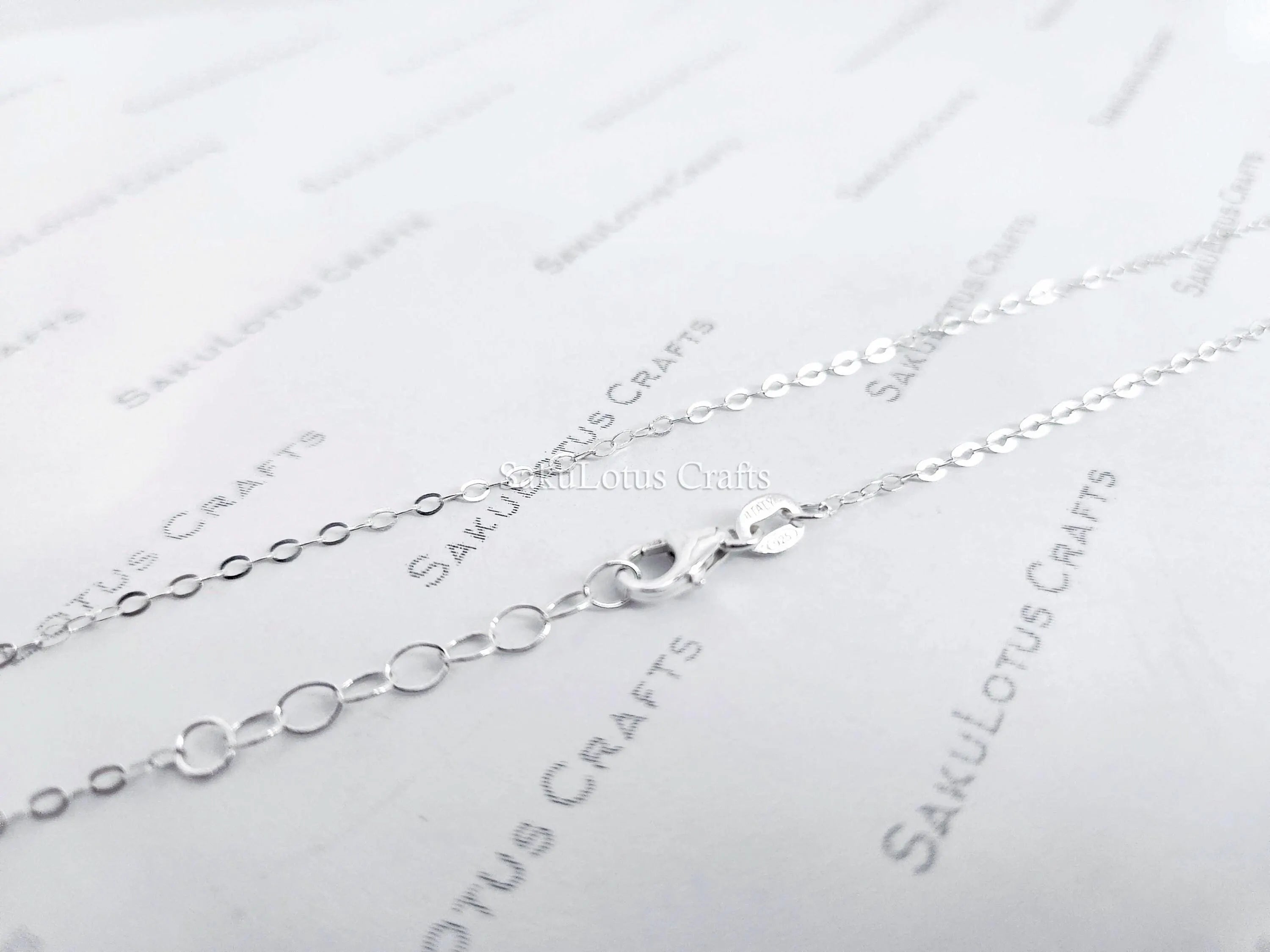 Solid 925 Sterling Silver Cable Chain Necklace or Bracelet • 1.6x2.1mm • 1" Extender • Italy Stamped