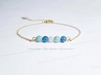 Dainty 5 Stone Natural Gemstone Bracelet • 6mm Beads • Stainless Steel Chain • Silver or 18K Gold • 7.5" + Extender