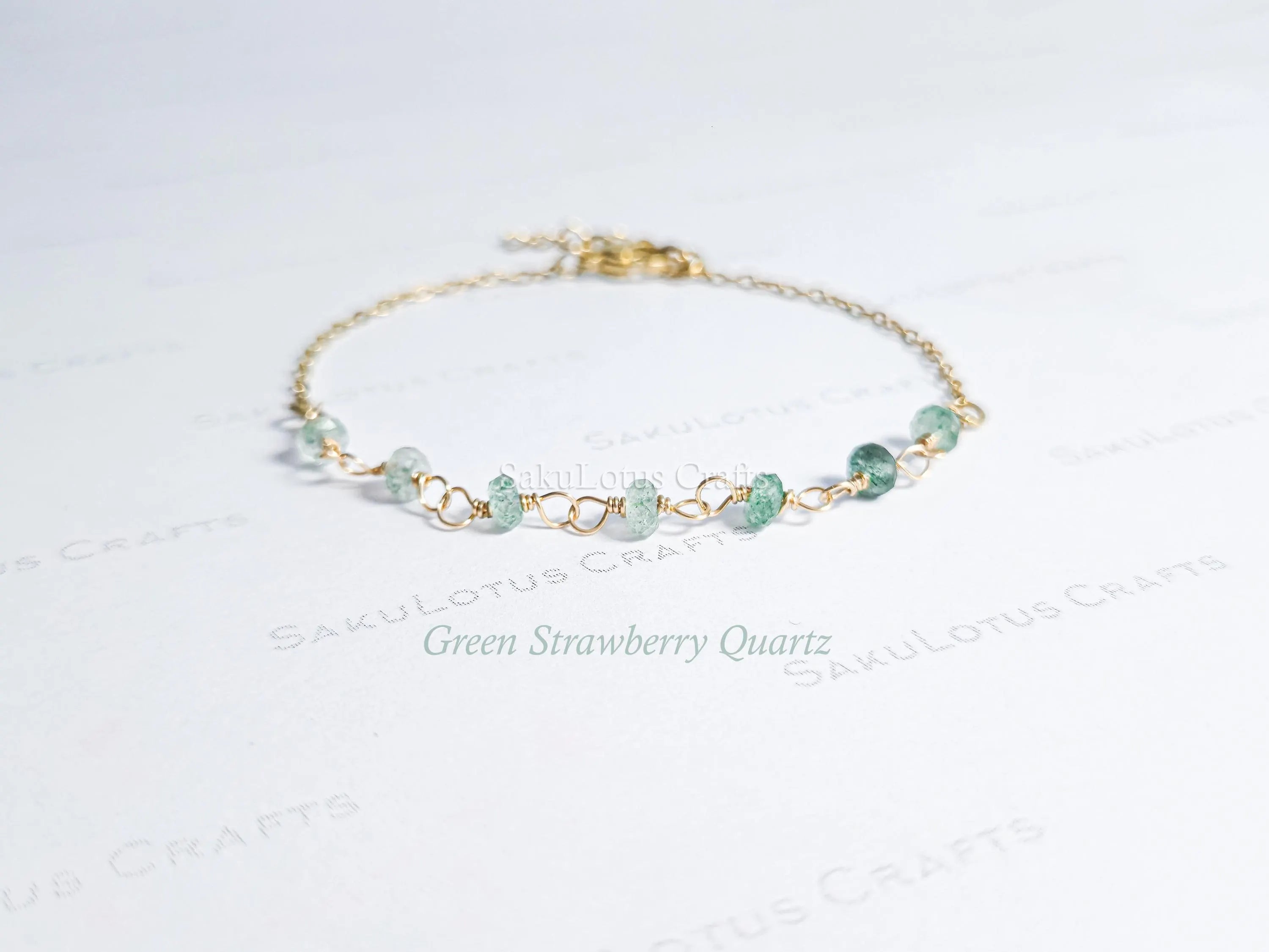 Dainty 3mm Natural Gemstone Bracelet • 18K Gold or Silver Stainless Steel • Wire Wrapped • 6.75" + 1" Extender