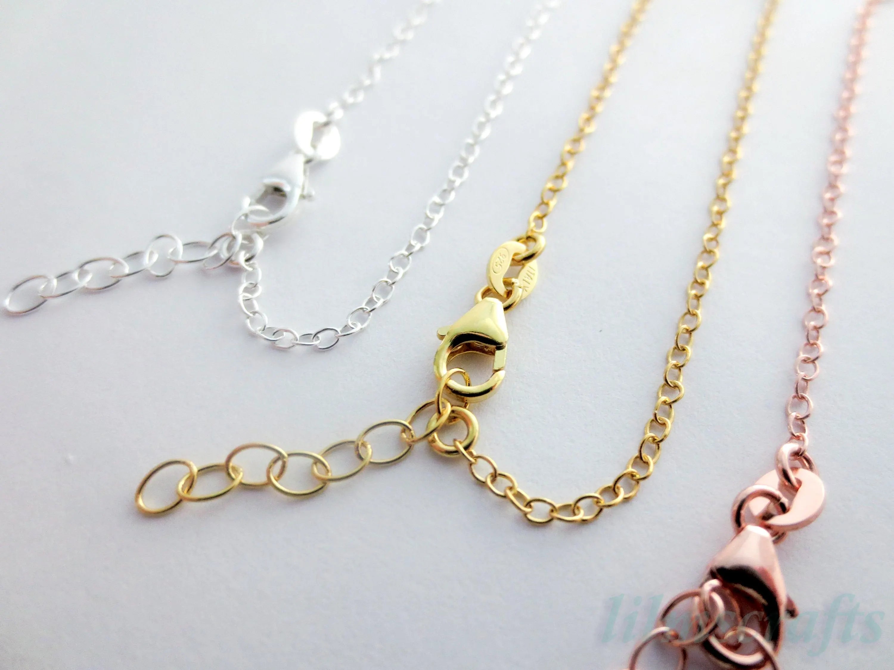 14-20" Solid 925 Sterling Silver Oval Cable Chain Necklace • 1.7x2.2mm + 1" Extender • Lobster Clasp • Silver Gold Rose
