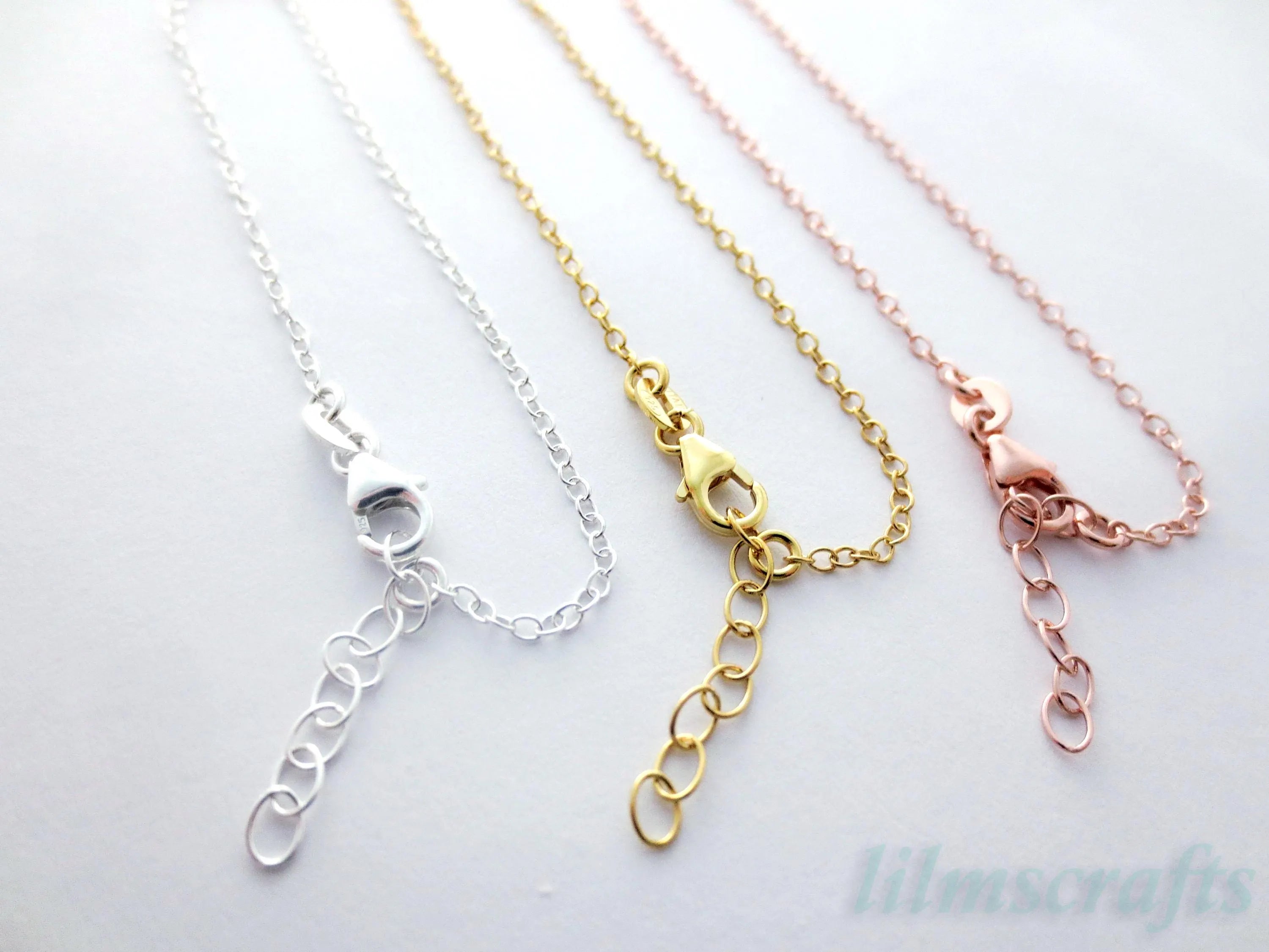 14-20" Solid 925 Sterling Silver Oval Cable Chain Necklace • 1.7x2.2mm + 1" Extender • Lobster Clasp • Silver Gold Rose