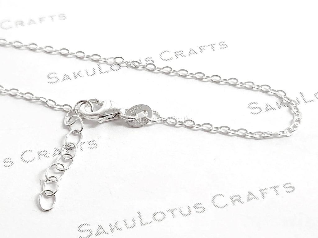 Solid 925 Sterling Silver Cable Chain Necklace or Bracelet • 1.6x2.1mm • 1" Extender • Italy Stamped