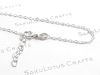 Solid 925 Sterling Silver Cable Chain Necklace or Bracelet • 1.6x2.1mm • 1" Extender • Italy Stamped