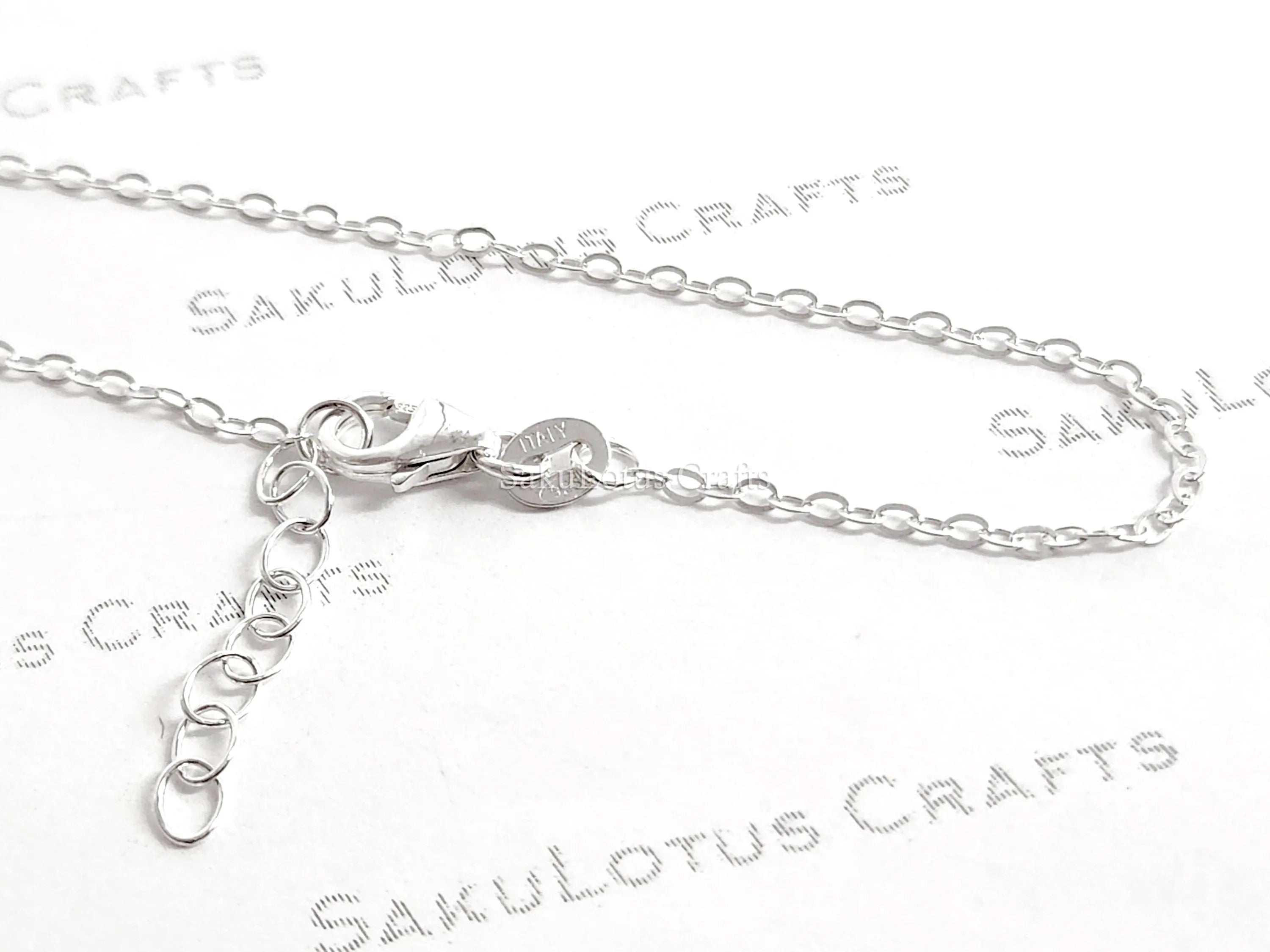 Solid 925 Sterling Silver Cable Chain Necklace or Bracelet • 1.6x2.1mm • 1" Extender • Italy Stamped