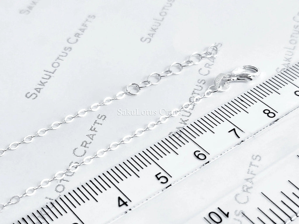 Solid 925 Sterling Silver Cable Chain Necklace or Bracelet • 1.6x2.1mm • 1" Extender • Italy Stamped