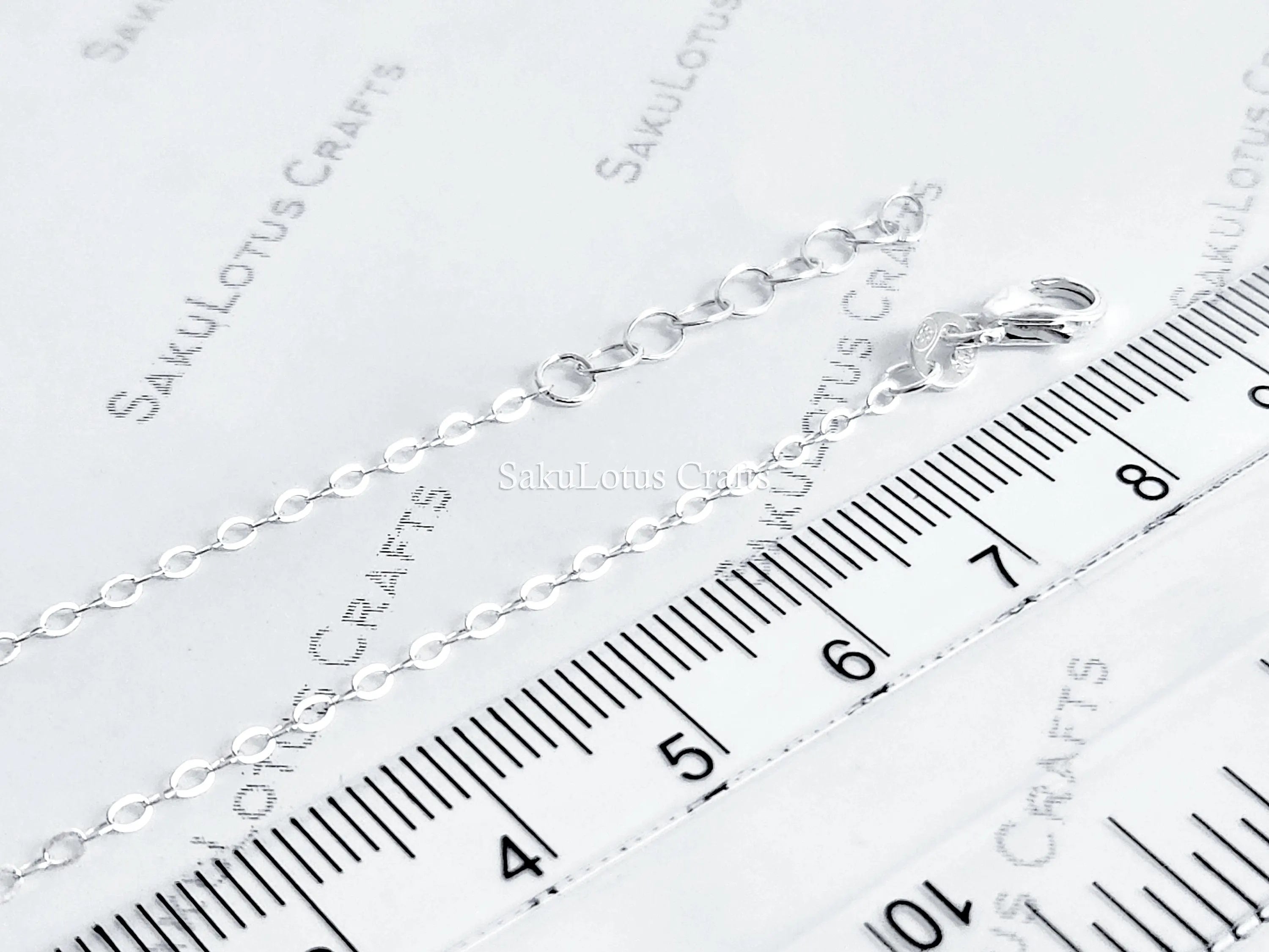 Solid 925 Sterling Silver Cable Chain Necklace or Bracelet • 1.6x2.1mm • 1" Extender • Italy Stamped