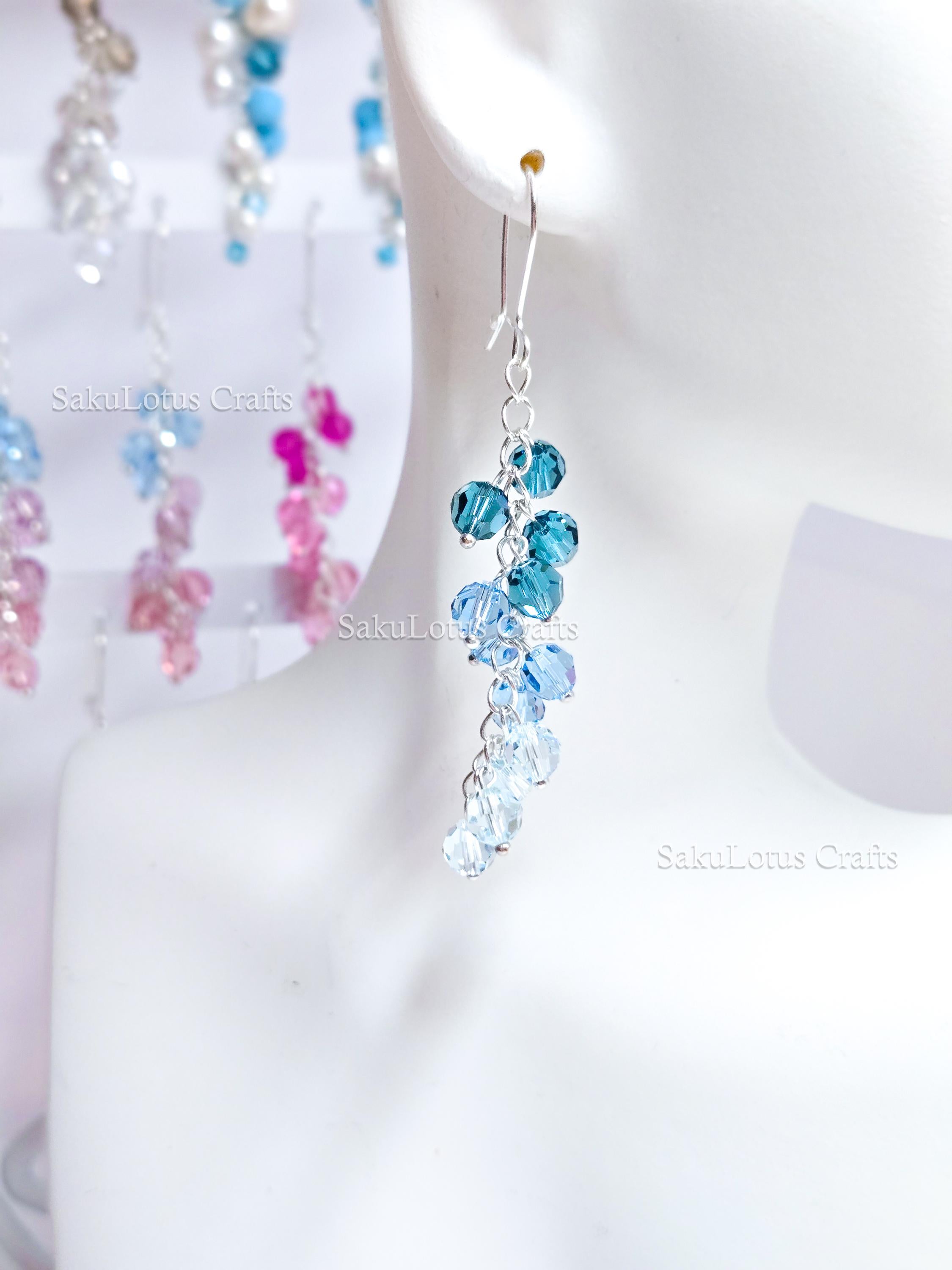 925 Sterling Silver Cascading Crystal Vine Earrings • Multicolor Gradient Swarovski Dangle • 5–7cm Sparkling Jewelry • 1127 Designs