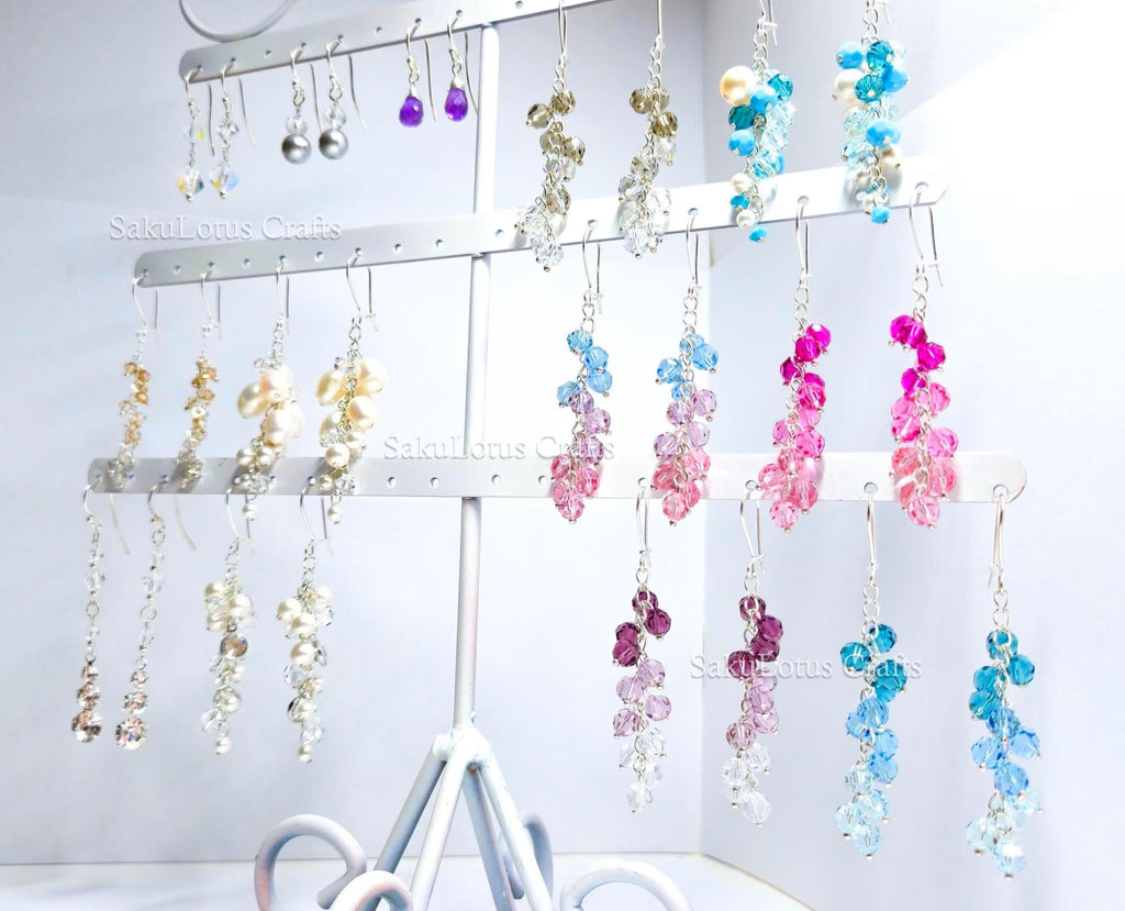 925 Sterling Silver Cascading Crystal Vine Earrings • Multicolor Gradient Swarovski Dangle • 5–7cm Sparkling Jewelry • 1127 Designs