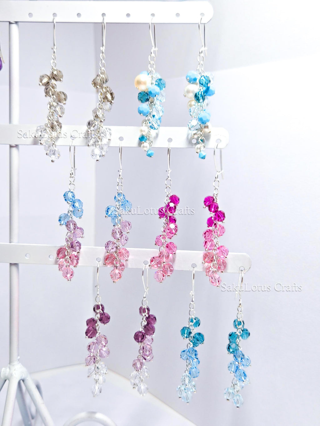 925 Sterling Silver Cascading Crystal Vine Earrings • Multicolor Gradient Swarovski Dangle • 5–7cm Sparkling Jewelry • 1127 Designs