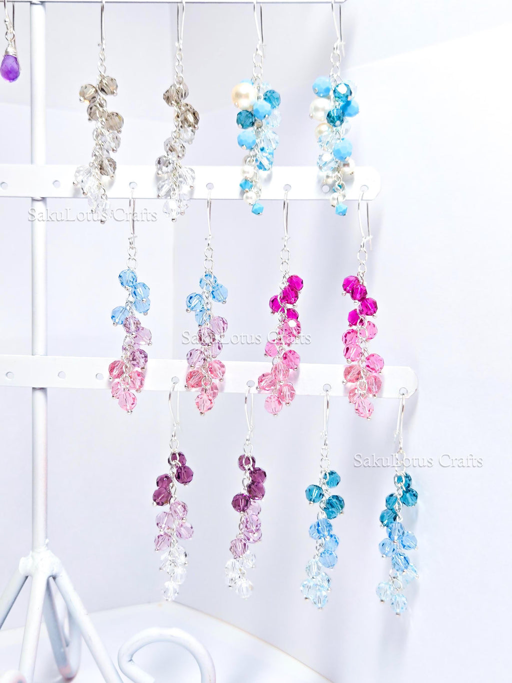 925 Sterling Silver Cascading Crystal Vine Earrings • Multicolor Gradient Swarovski Dangle • 5–7cm Sparkling Jewelry • 1127 Designs