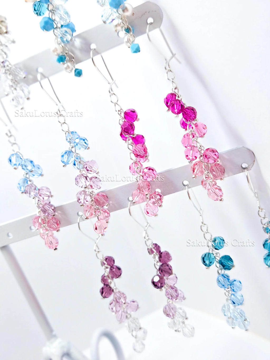 925 Sterling Silver Cascading Crystal Vine Earrings • Multicolor Gradient Swarovski Dangle • 5–7cm Sparkling Jewelry • 1127 Designs