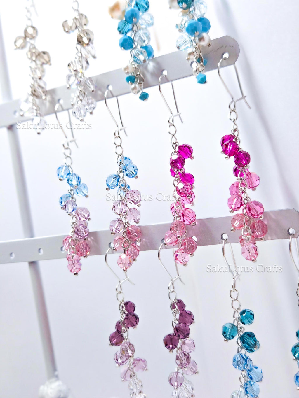 925 Sterling Silver Cascading Crystal Vine Earrings • Multicolor Gradient Swarovski Dangle • 5–7cm Sparkling Jewelry • 1127 Designs