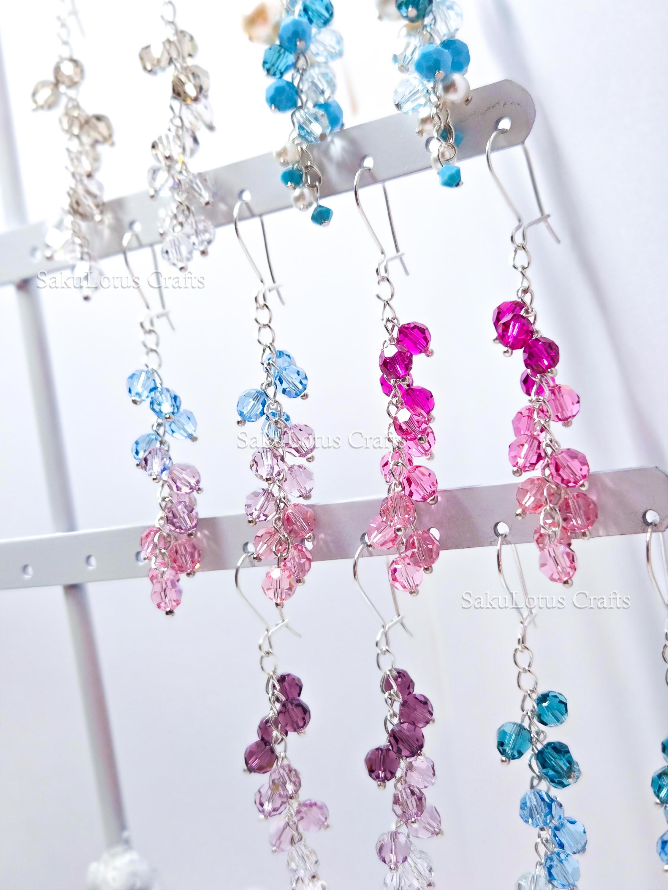 925 Sterling Silver Cascading Crystal Vine Earrings • Multicolor Gradient Swarovski Dangle • 5–7cm Sparkling Jewelry • 1127 Designs