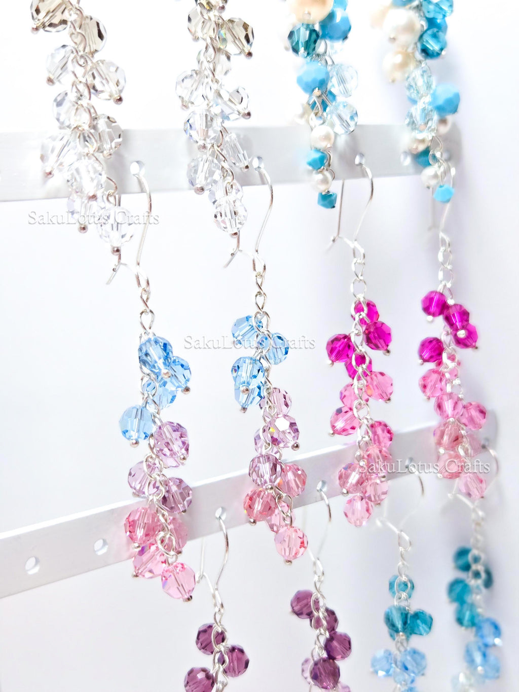 925 Sterling Silver Cascading Crystal Vine Earrings • Multicolor Gradient Swarovski Dangle • 5–7cm Sparkling Jewelry • 1127 Designs