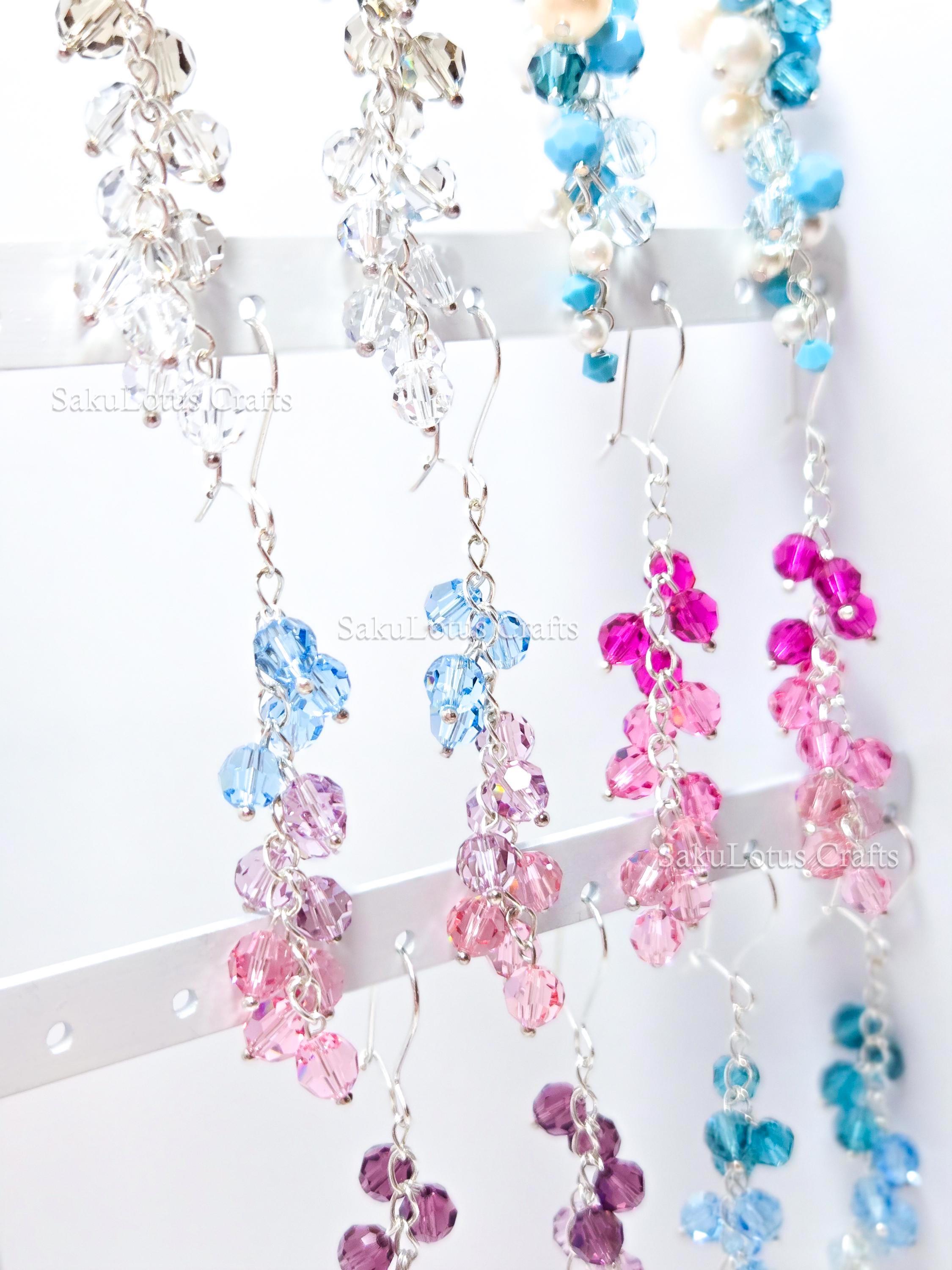 925 Sterling Silver Cascading Crystal Vine Earrings • Multicolor Gradient Swarovski Dangle • 5–7cm Sparkling Jewelry • 1127 Designs