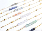 Birthstone Gemstone Bracelet • Cube-Cut Natural Stones • 18K Gold or Silver Stainless Steel • 7" + 1" Extender