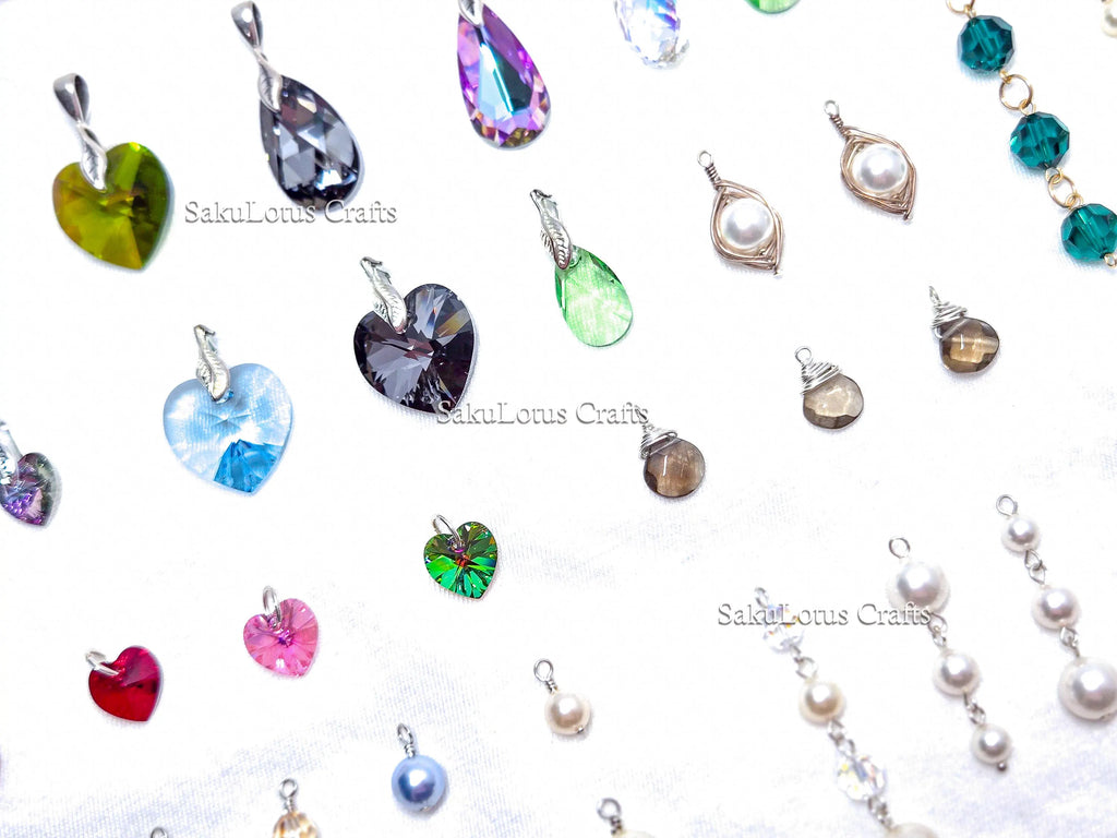 U Pick Swarovski Crystal Pendant • Pearl & Crystal Charm • Sterling Silver or 14K Gold Filled • DIY Add-On Pendant