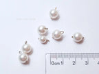 7pc Swarovski Pearl Charm Connector Lot • White Pearl Pendants • 925 Sterling Silver Loops • Jewelry Making Supplies