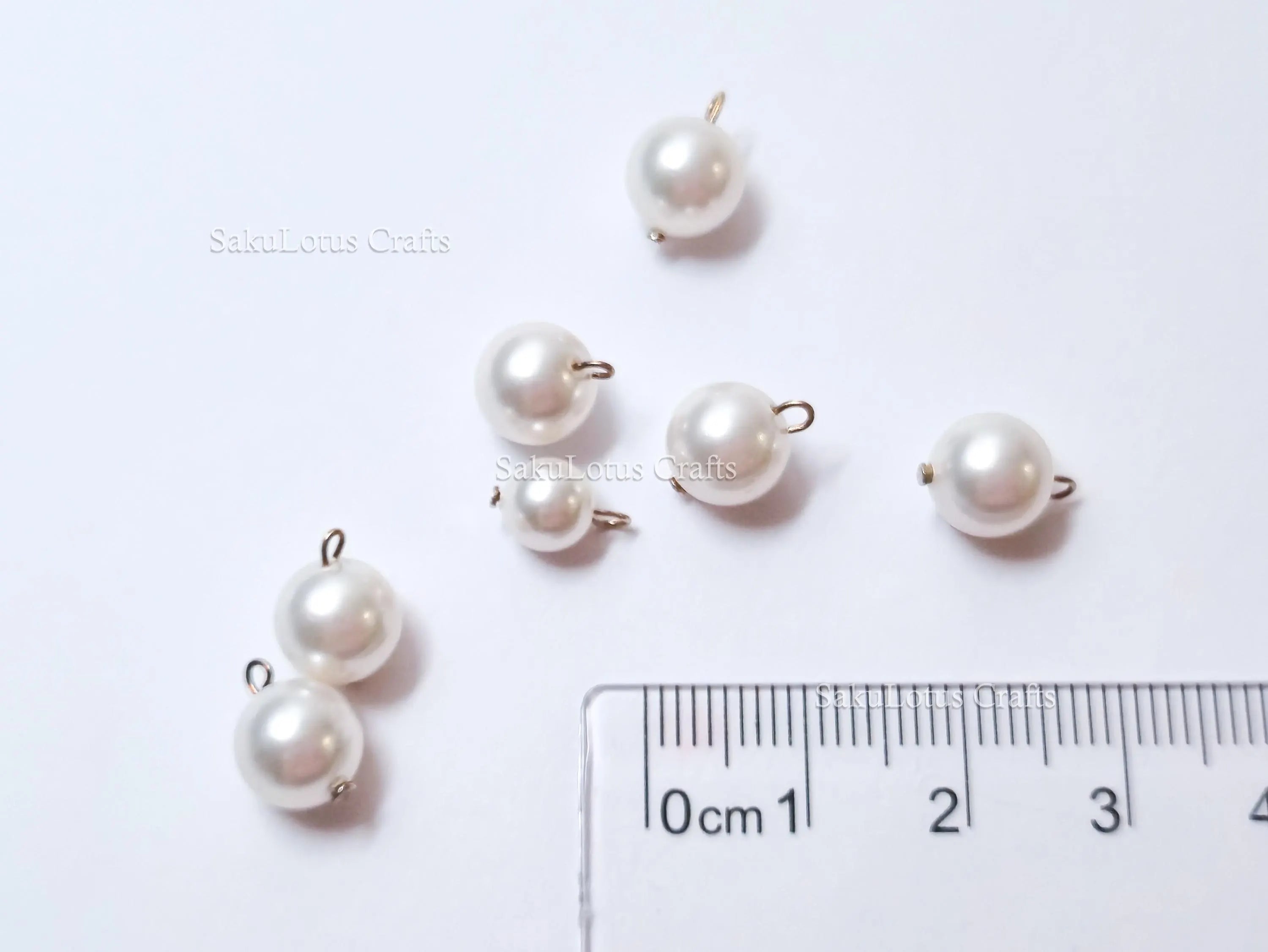 7pc Swarovski Pearl Charm Connector Lot • White Pearl Pendants • 925 Sterling Silver Loops • Jewelry Making Supplies