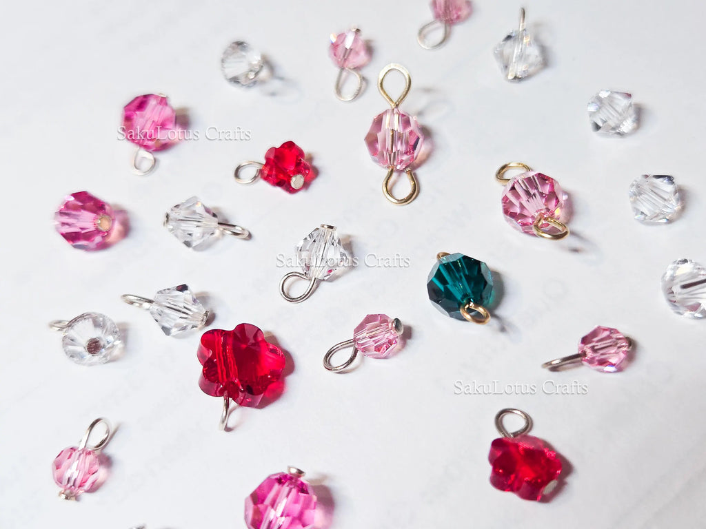 24pc Swarovski Crystal Connector Lot • Round Bicone Flower Beads • Sterling Silver & Gold Filled Loops • Jewelry Making