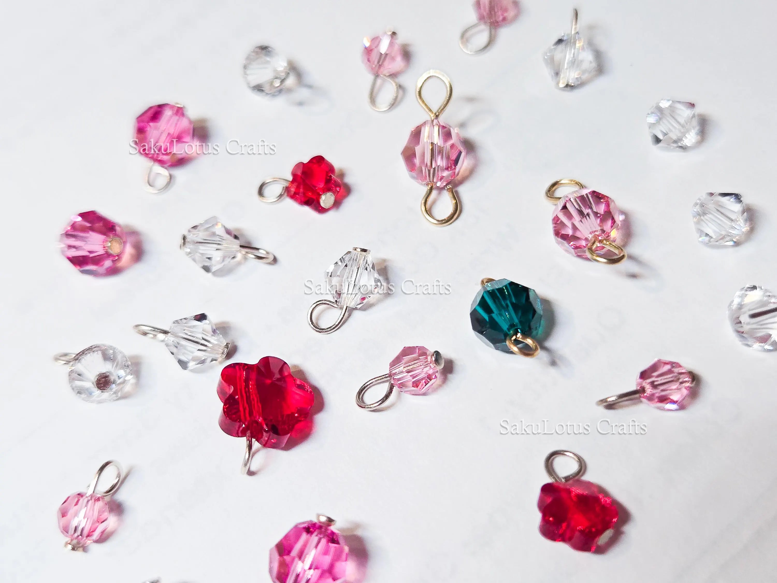 24pc Swarovski Crystal Connector Lot • Round Bicone Flower Beads • Sterling Silver & Gold Filled Loops • Jewelry Making