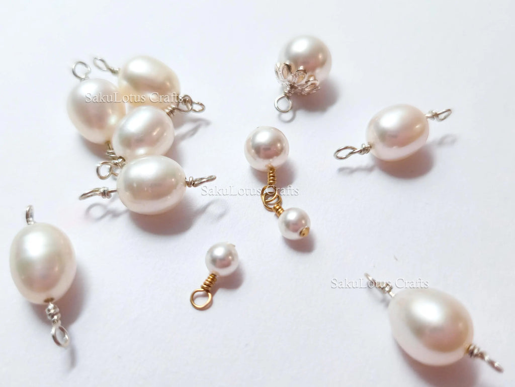 11pc Pearl Connector Bundle • Freshwater & Swarovski Pearl Charms • 925 Sterling Silver & 14K Gold Filled • Jewelry Making