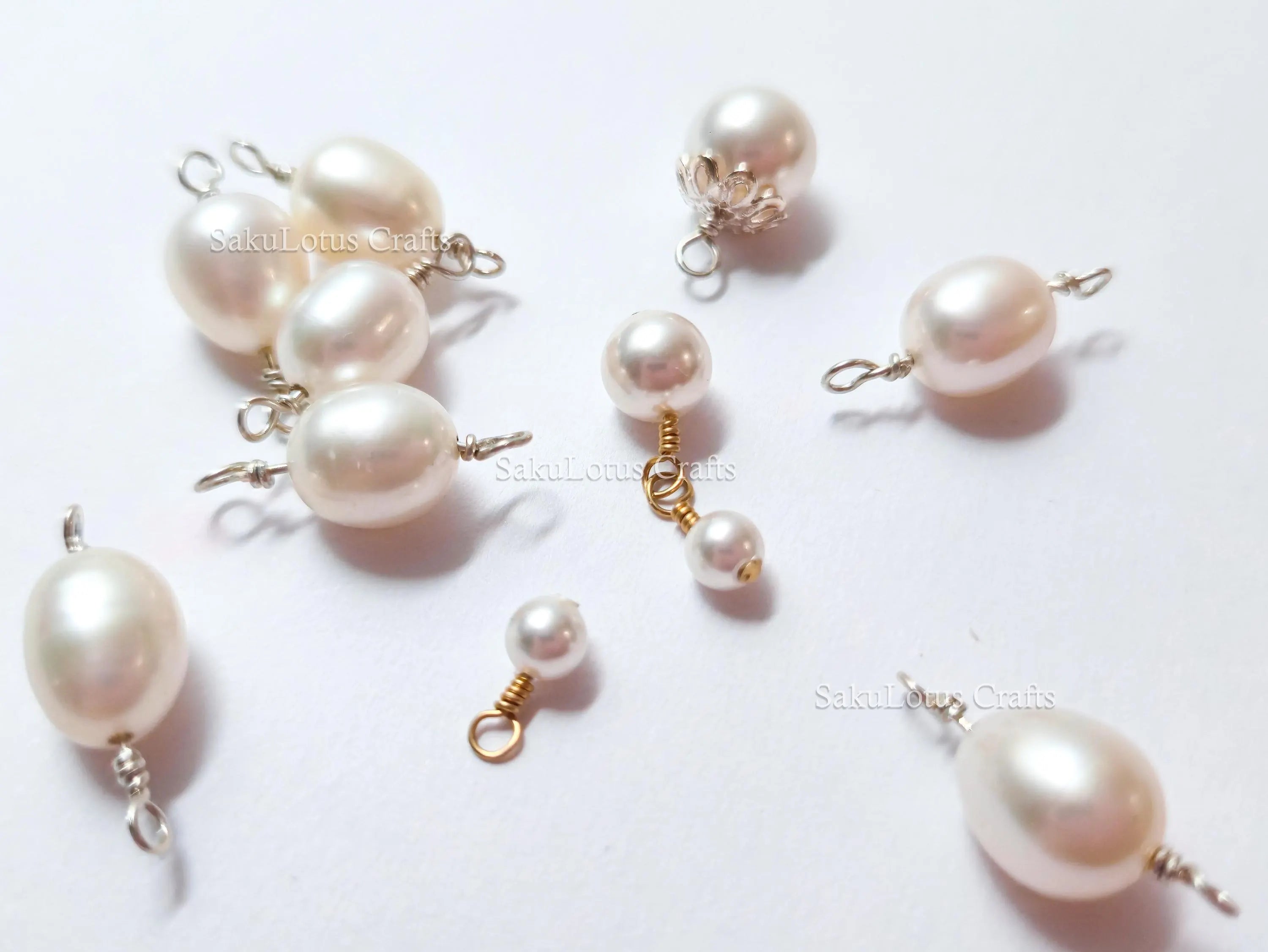 11pc Pearl Connector Bundle • Freshwater & Swarovski Pearl Charms • 925 Sterling Silver & 14K Gold Filled • Jewelry Making