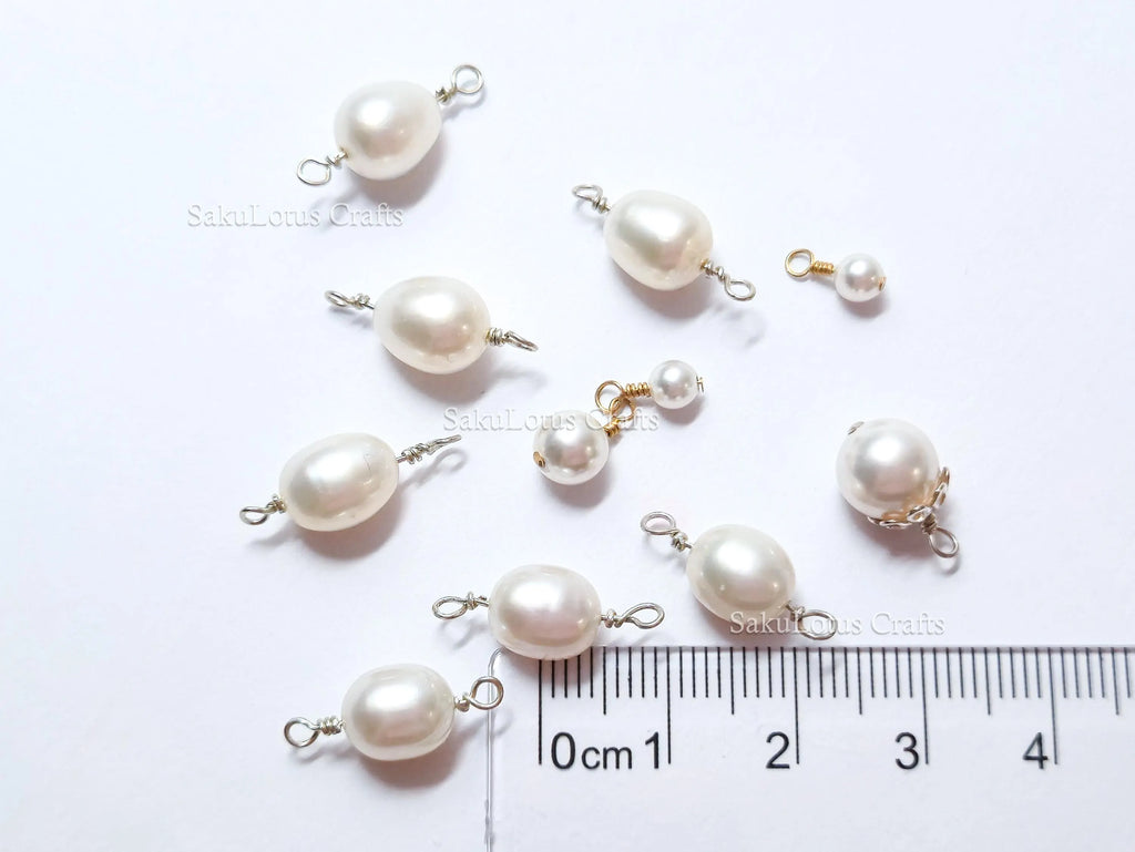 11pc Pearl Connector Bundle • Freshwater & Swarovski Pearl Charms • 925 Sterling Silver & 14K Gold Filled • Jewelry Making