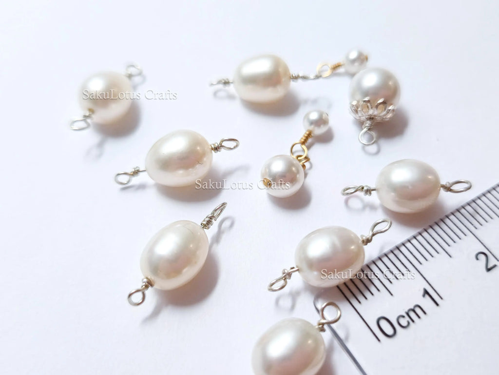 11pc Pearl Connector Bundle • Freshwater & Swarovski Pearl Charms • 925 Sterling Silver & 14K Gold Filled • Jewelry Making