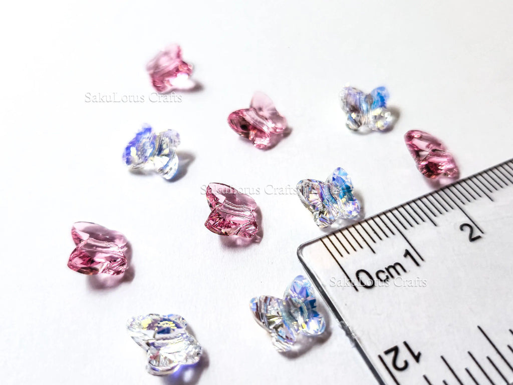 Swarovski Butterfly Crystal Beads • 8mm 5754 • Crystal AB or Rose Pink • Genuine Austria Crystal Supplies