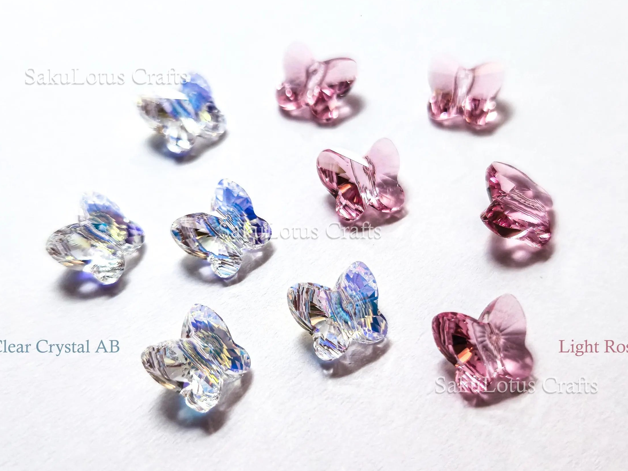 Swarovski Butterfly Crystal Beads • 8mm 5754 • Crystal AB or Rose Pink • Genuine Austria Crystal Supplies