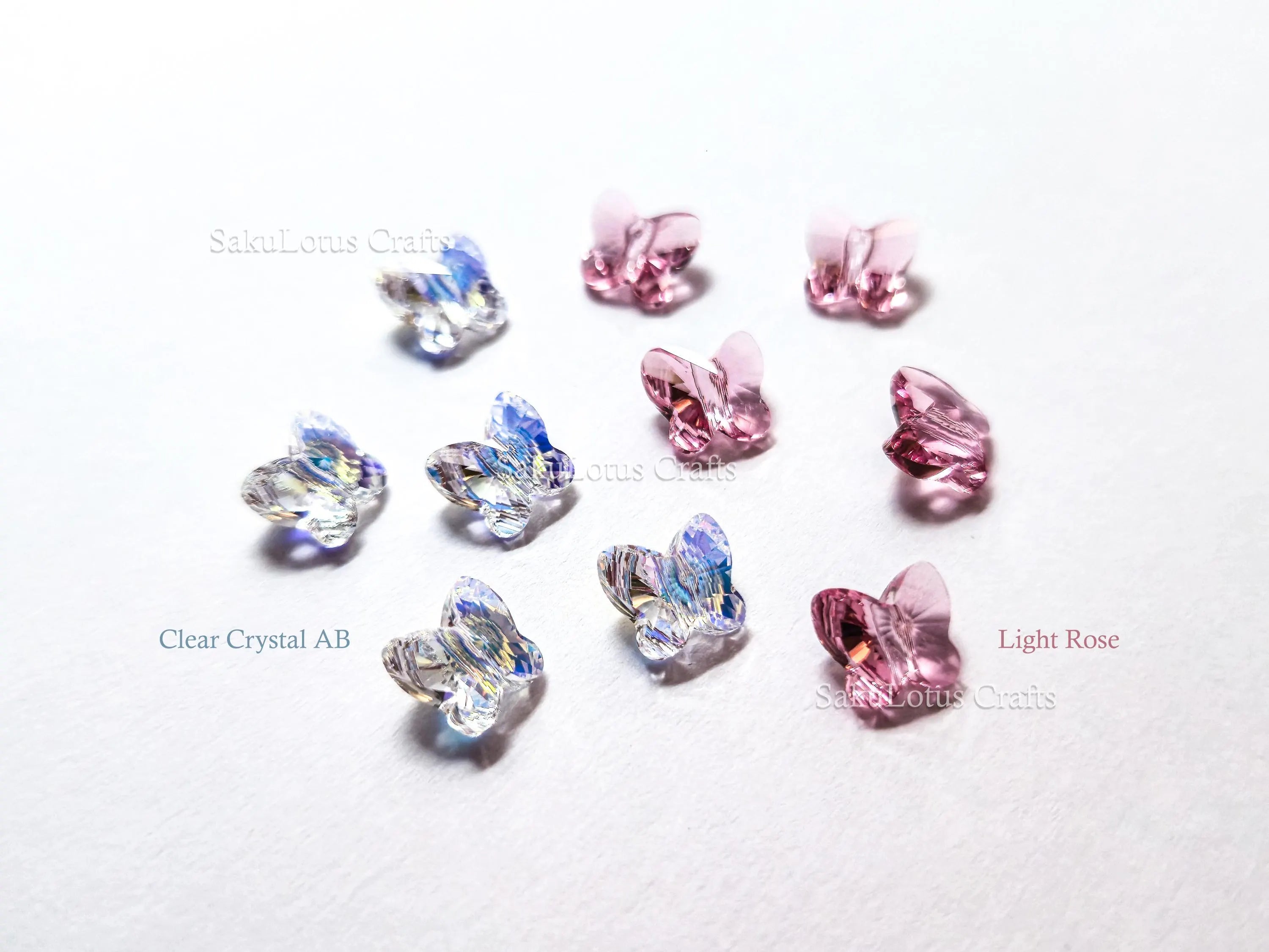 Swarovski Butterfly Crystal Beads • 8mm 5754 • Crystal AB or Rose Pink • Genuine Austria Crystal Supplies