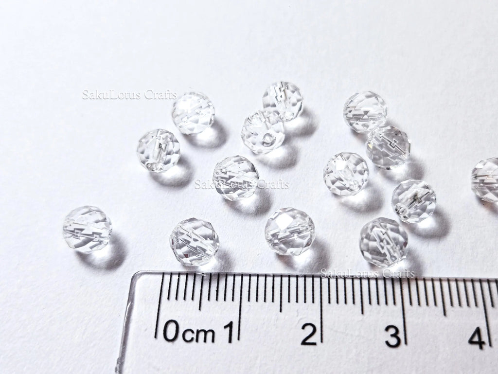 14pcs 6mm Clear Faceted Glass Beads • Round Disco Cut Loose Beads • Jewelry Making Supplies • DIY Bracelet Earrings