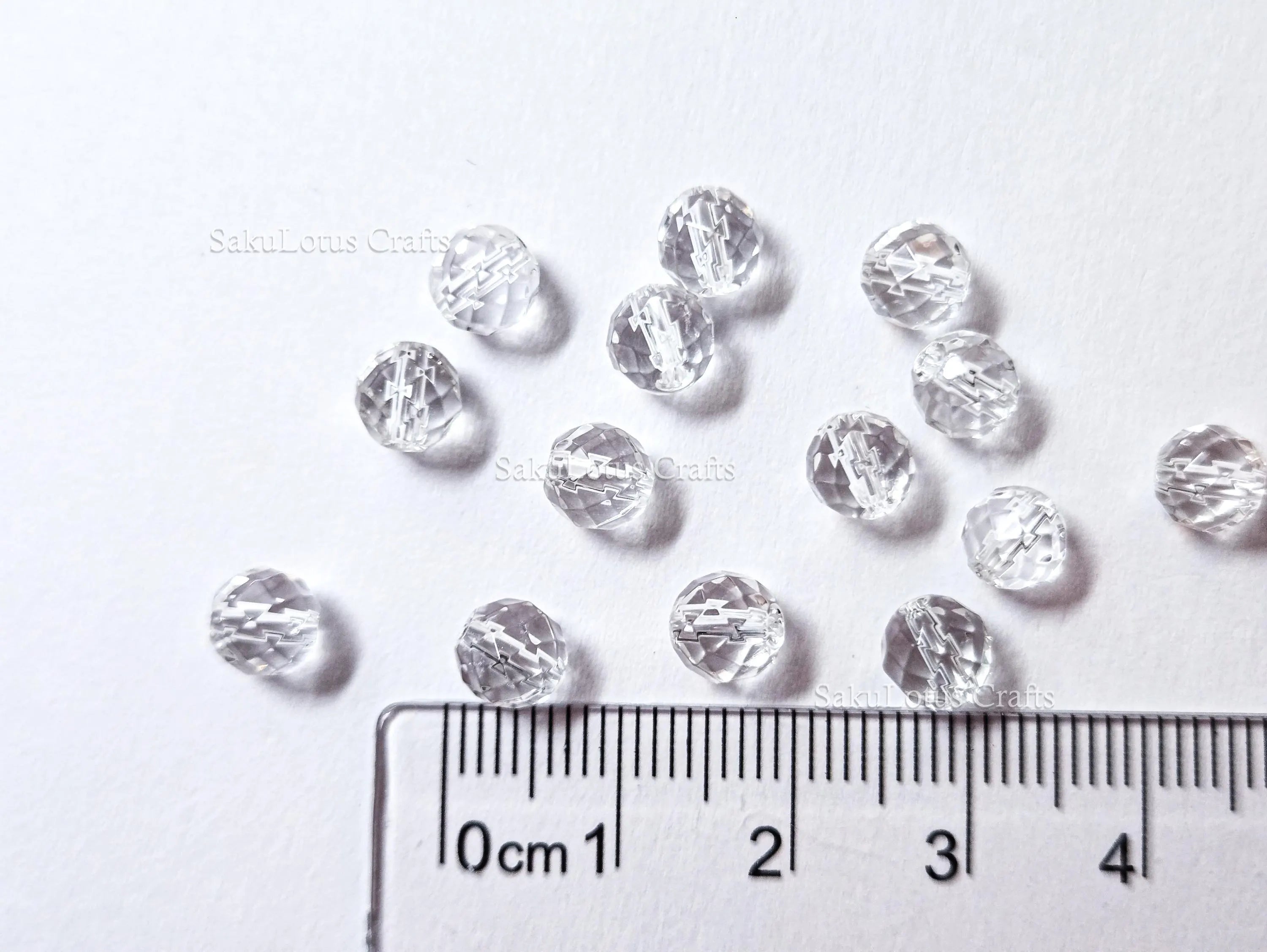 14pcs 6mm Clear Faceted Glass Beads • Round Disco Cut Loose Beads • Jewelry Making Supplies • DIY Bracelet Earrings