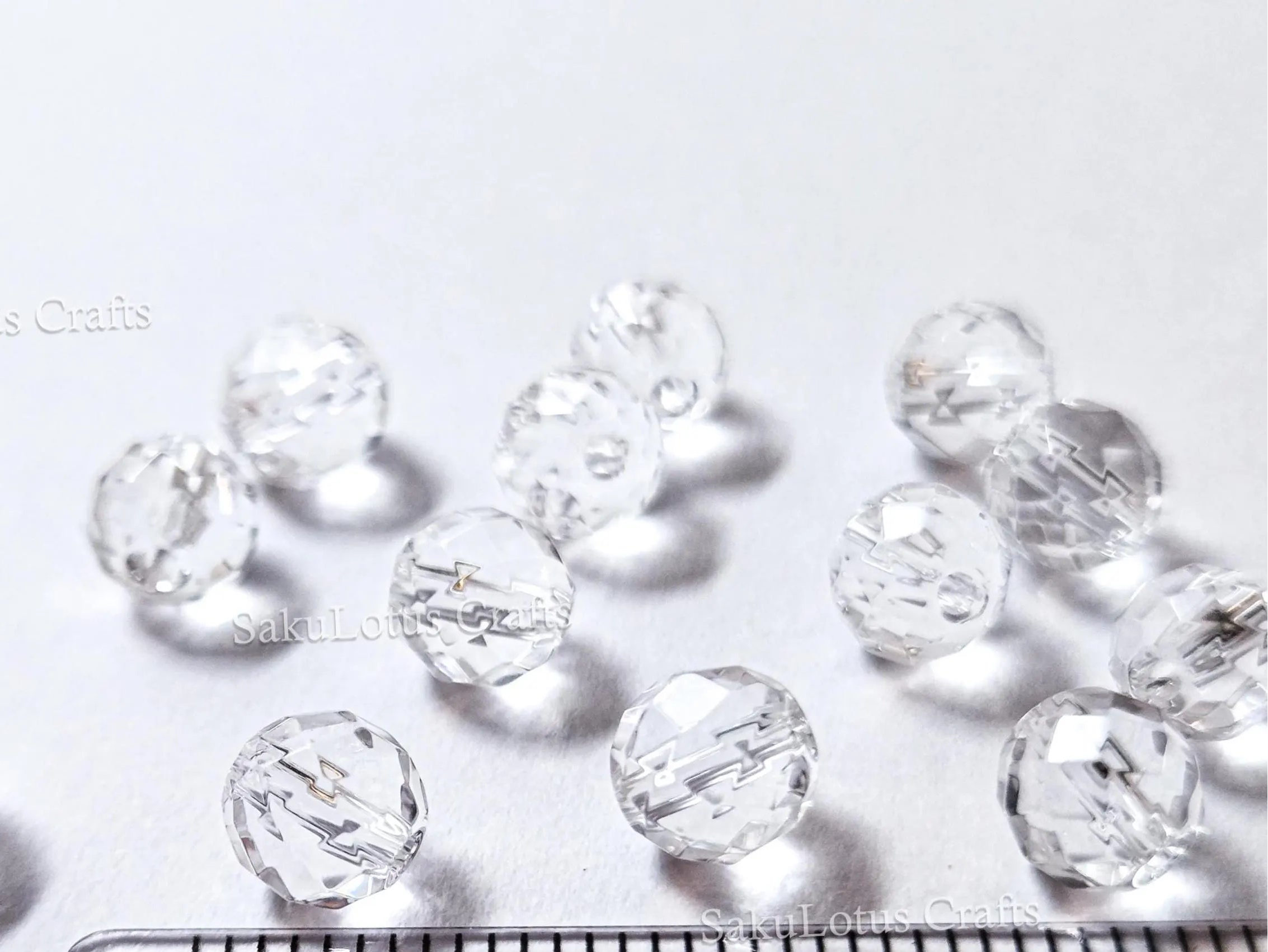 14pcs 6mm Clear Faceted Glass Beads • Round Disco Cut Loose Beads • Jewelry Making Supplies • DIY Bracelet Earrings