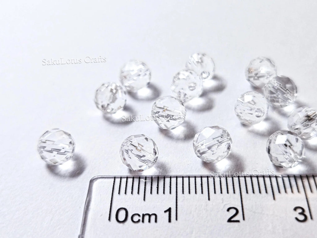 14pcs 6mm Clear Faceted Glass Beads • Round Disco Cut Loose Beads • Jewelry Making Supplies • DIY Bracelet Earrings
