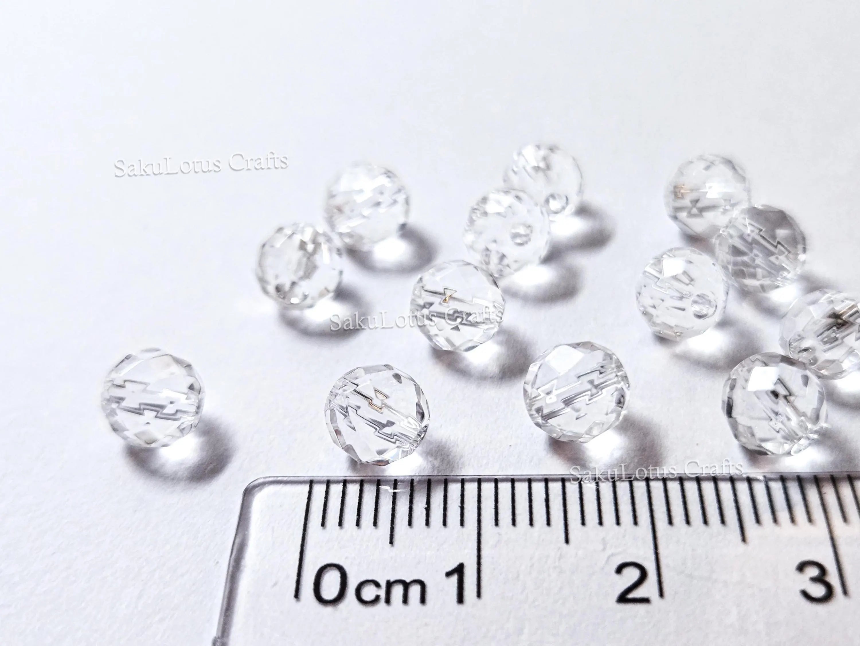 14pcs 6mm Clear Faceted Glass Beads • Round Disco Cut Loose Beads • Jewelry Making Supplies • DIY Bracelet Earrings