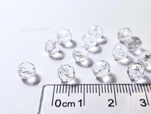 14pcs 6mm Clear Faceted Glass Beads • Round Disco Cut Loose Beads • Jewelry Making Supplies • DIY Bracelet Earrings