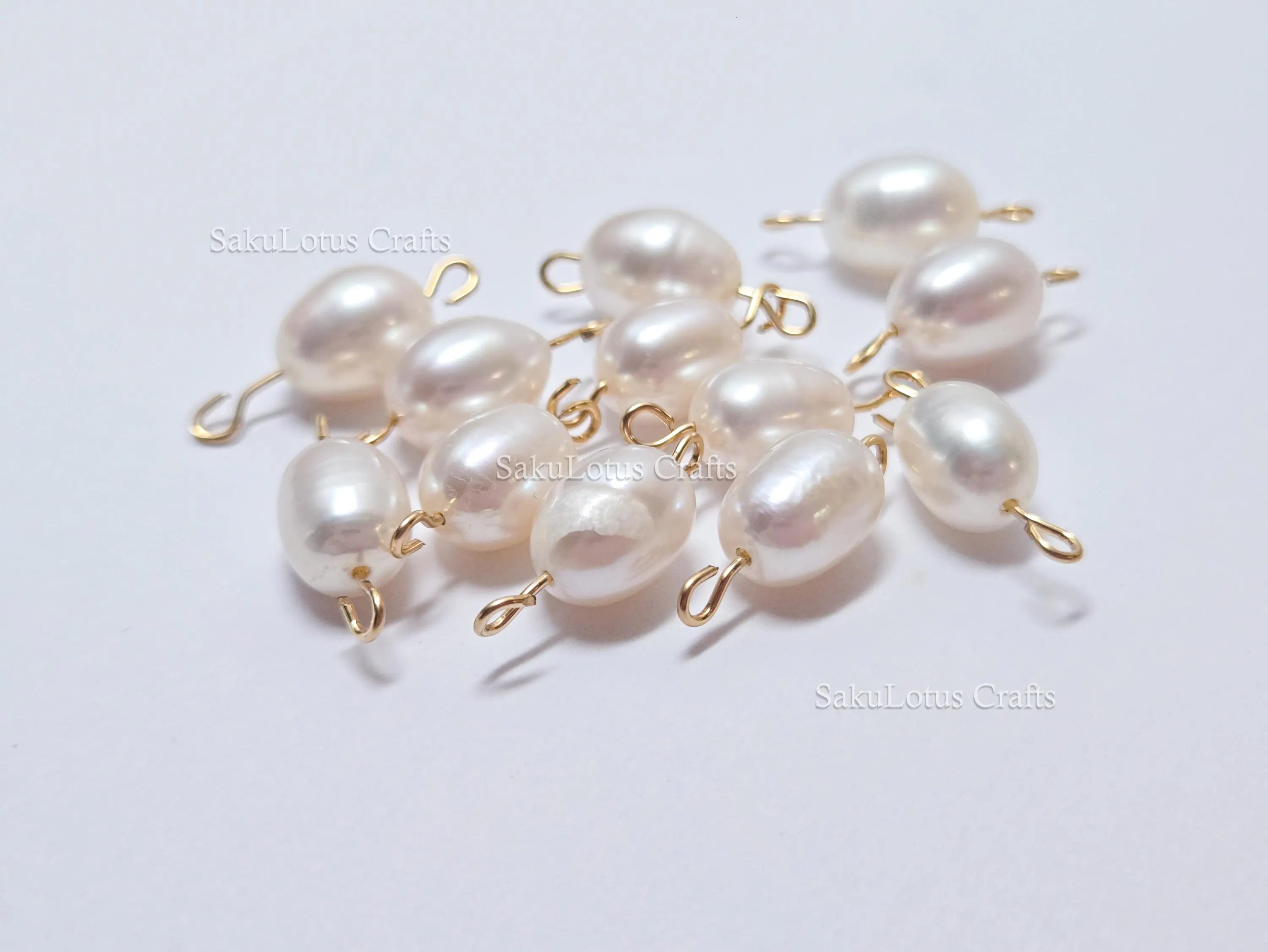 AA Freshwater Pearl Connector • 14K Gold Filled Double Loop Link • 8x10mm Oval Pearl • Jewelry Making Supplies