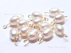 AA Freshwater Pearl Connector • 14K Gold Filled Double Loop Link • 8x10mm Oval Pearl • Jewelry Making Supplies
