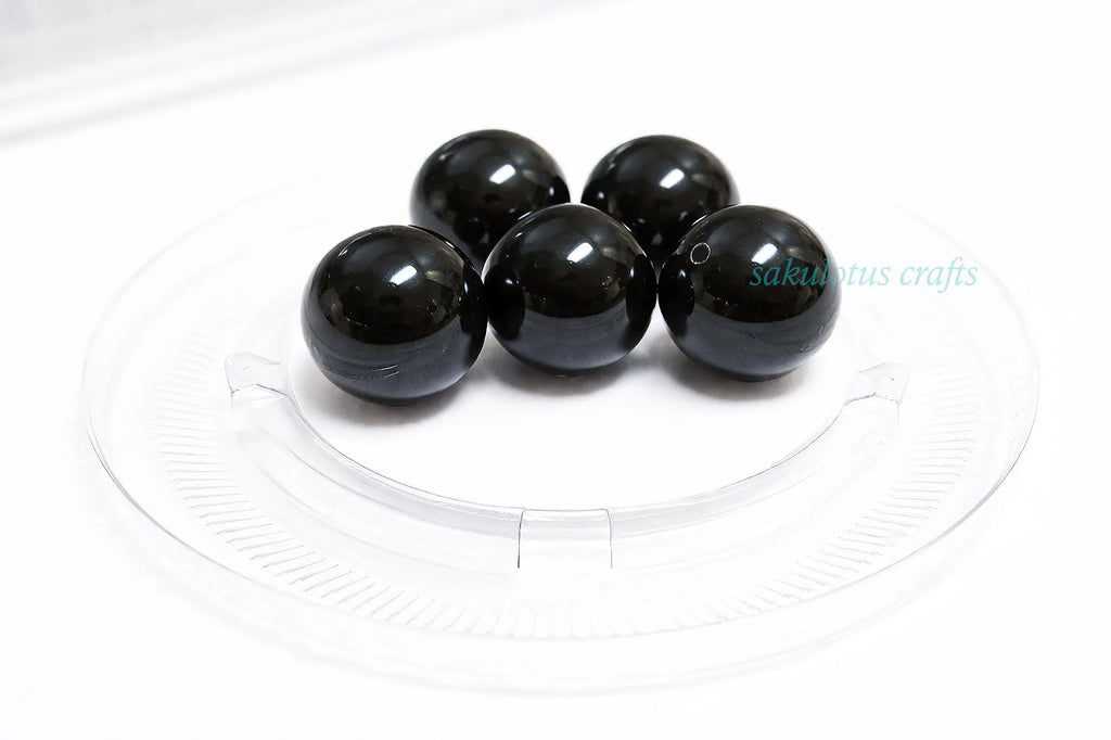 5pcs 14mm Swarovski Mystic Black Pearls • Large Crystal Pearls • Rare Austria Beads • Jewelry Making Supplies