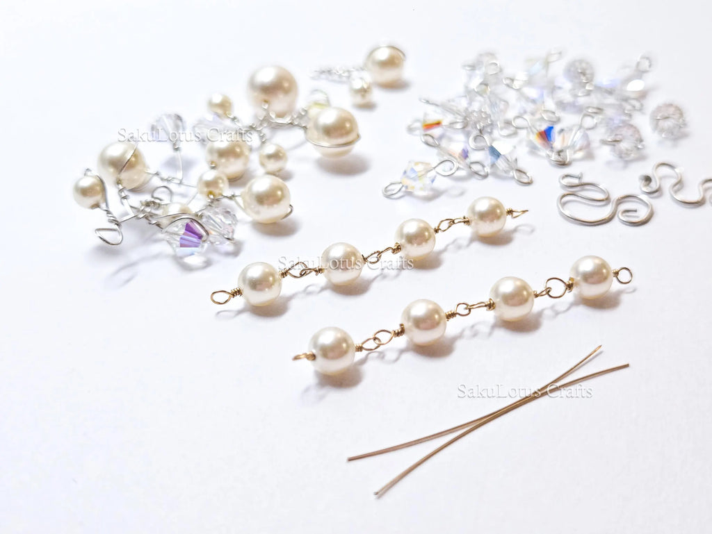 Vintage Swarovski Pearl & Crystal Handmade Connectors • Sterling Silver & Gold Filled • Jewelry Making Supplies Destash