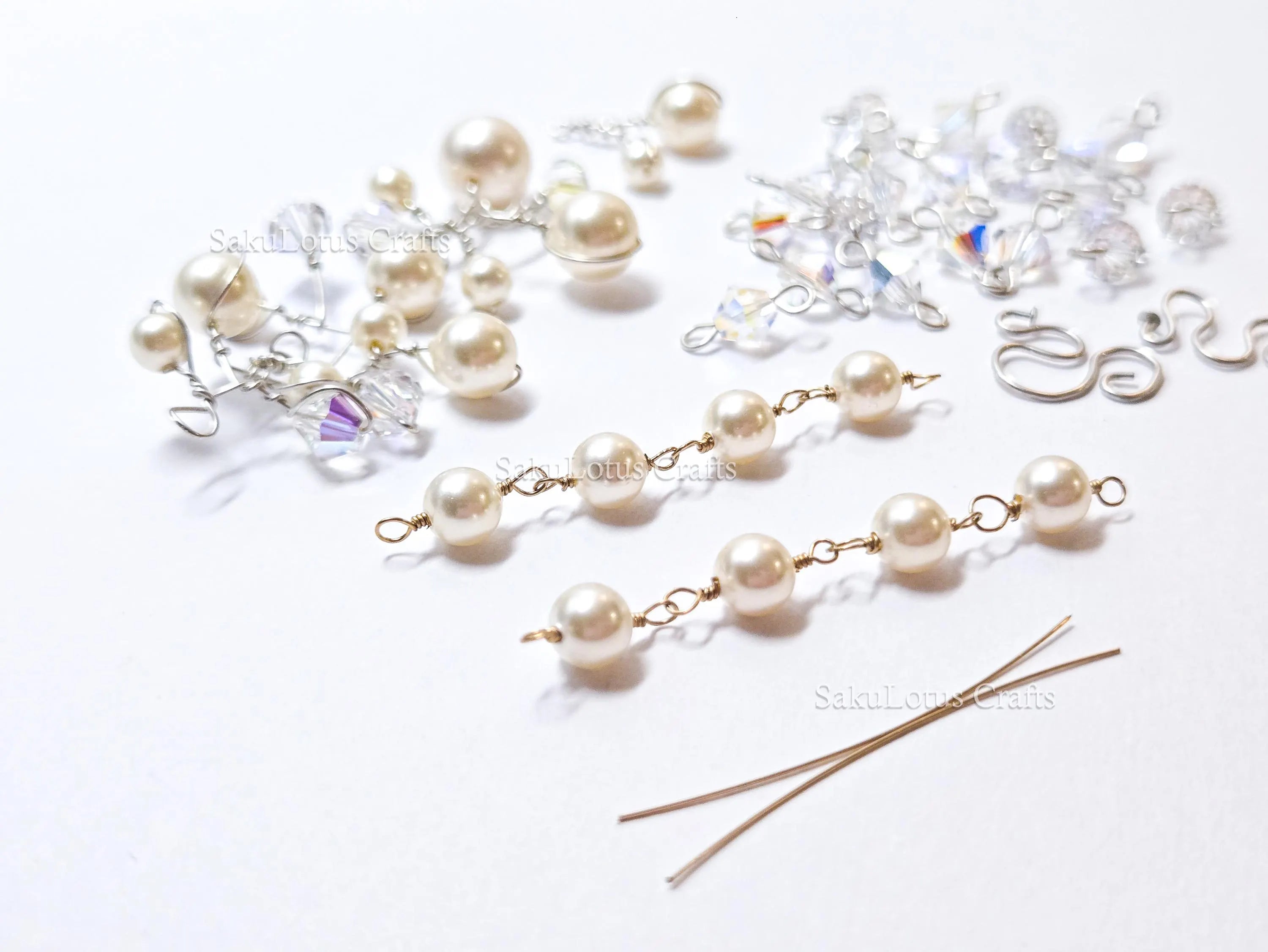 Vintage Swarovski Pearl & Crystal Handmade Connectors • Sterling Silver & Gold Filled • Jewelry Making Supplies Destash