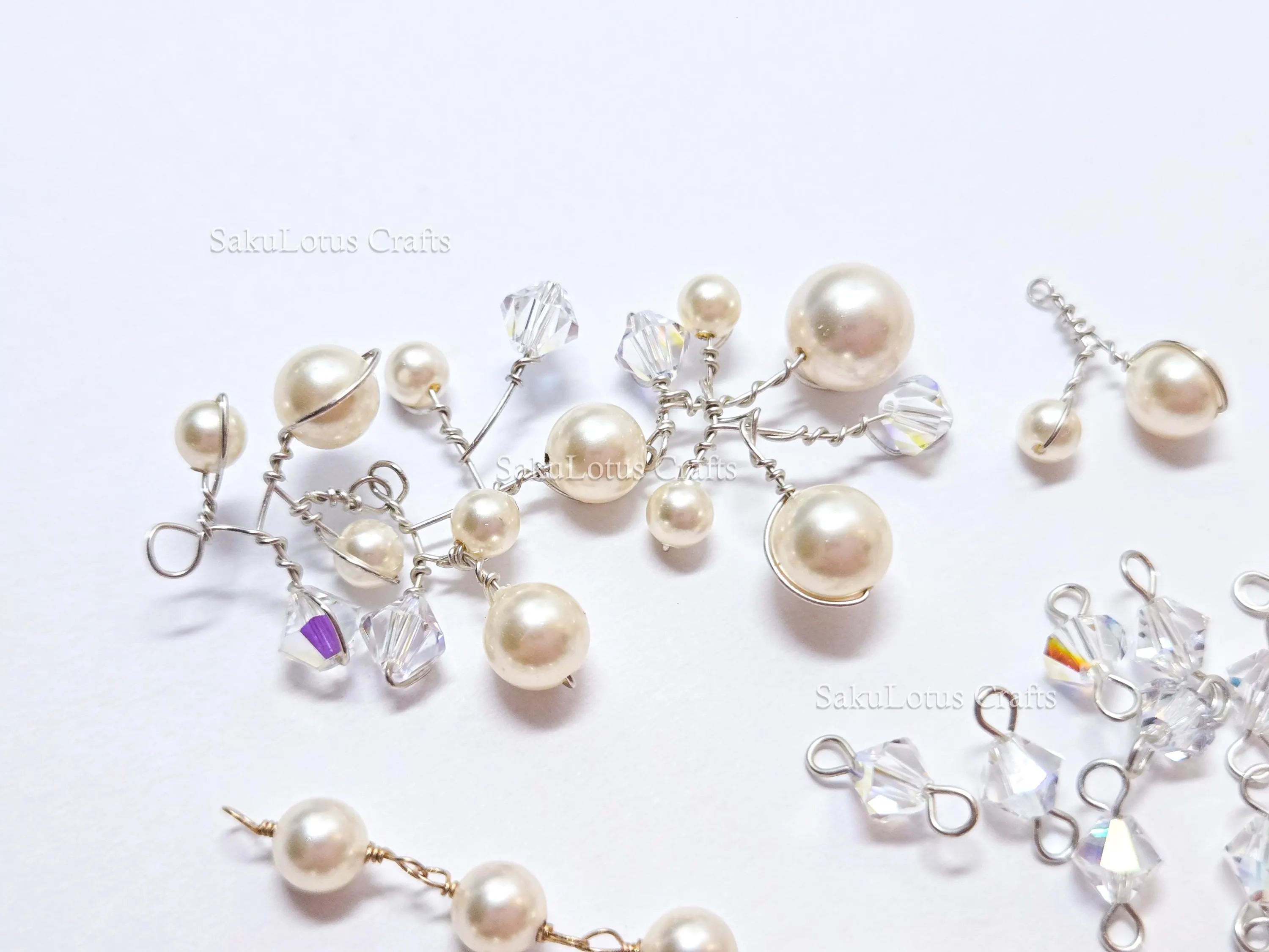 Vintage Swarovski Pearl & Crystal Handmade Connectors • Sterling Silver & Gold Filled • Jewelry Making Supplies Destash