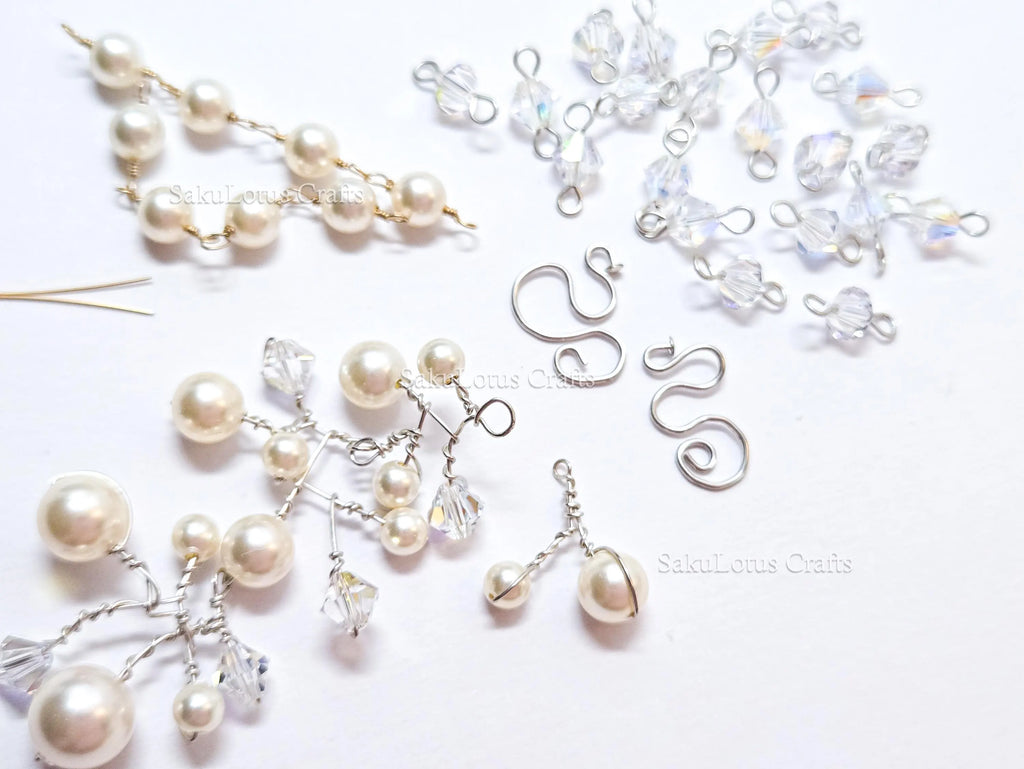 Vintage Swarovski Pearl & Crystal Handmade Connectors • Sterling Silver & Gold Filled • Jewelry Making Supplies Destash