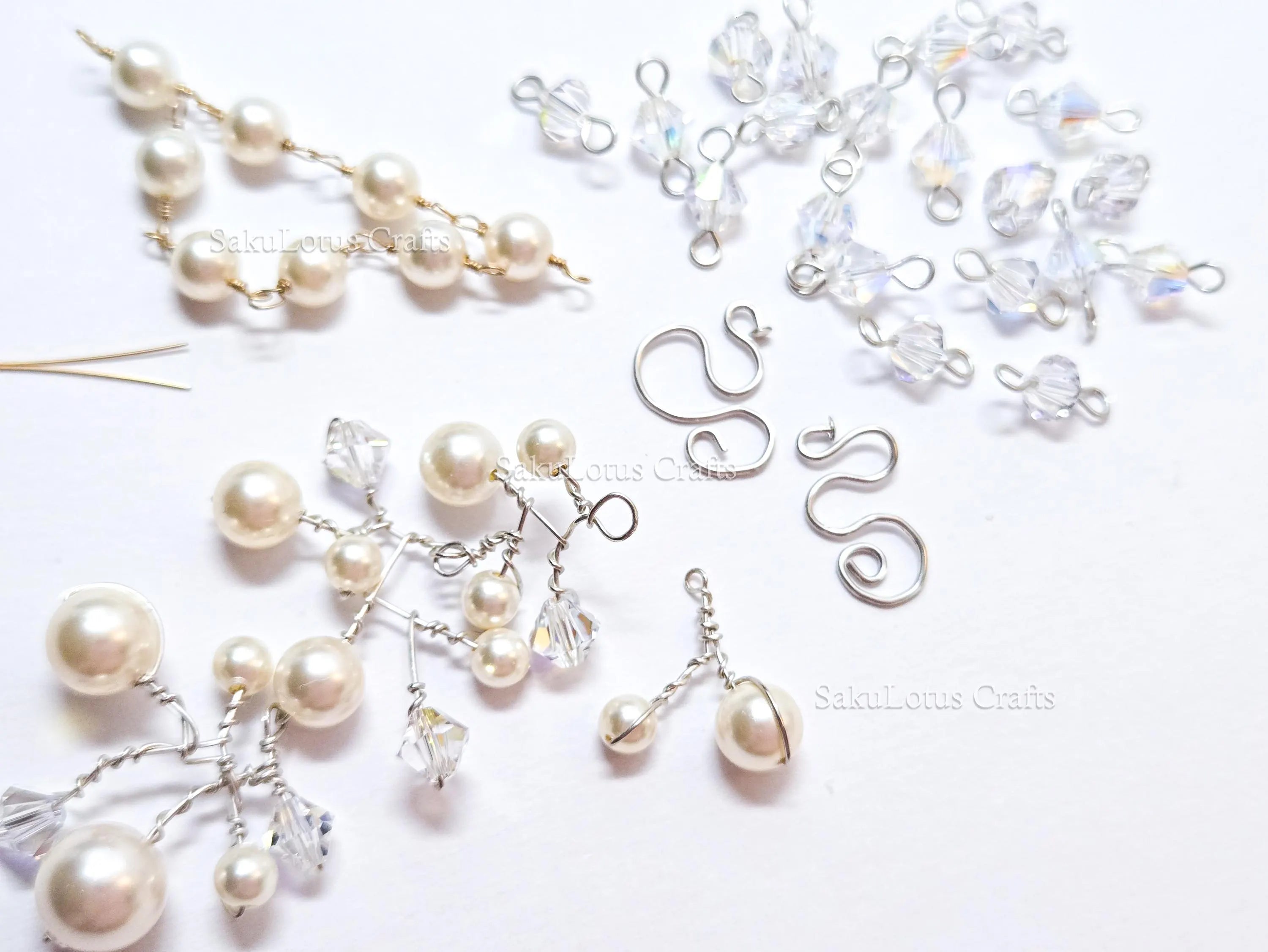 Vintage Swarovski Pearl & Crystal Handmade Connectors • Sterling Silver & Gold Filled • Jewelry Making Supplies Destash