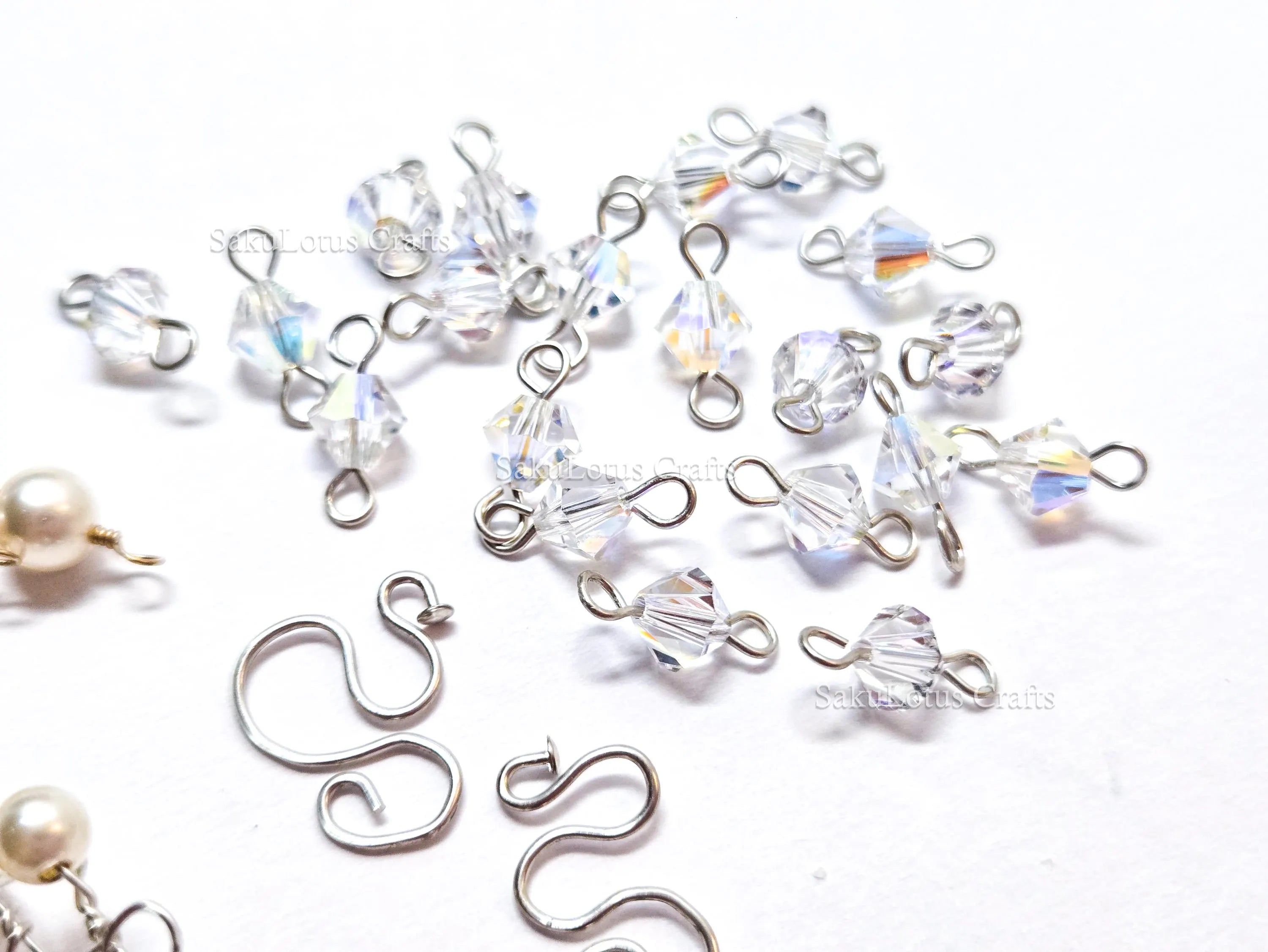 Vintage Swarovski Pearl & Crystal Handmade Connectors • Sterling Silver & Gold Filled • Jewelry Making Supplies Destash